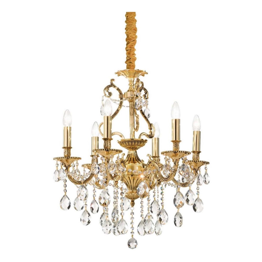 Ideal Lux - Kristall-Kronleuchter an Kette GIOCONDA 6xE14/40W/230V d 62 cm golden