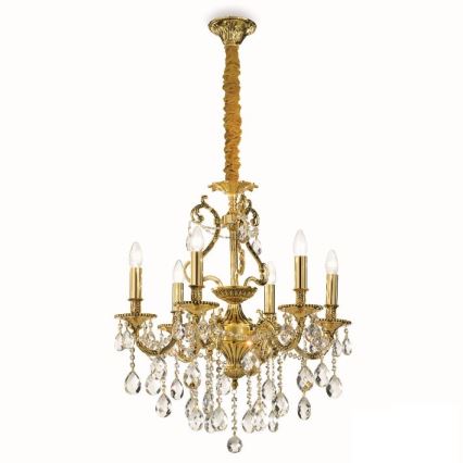 Ideal Lux - Kristall-Kronleuchter an Kette GIOCONDA 6xE14/40W/230V d 62 cm golden