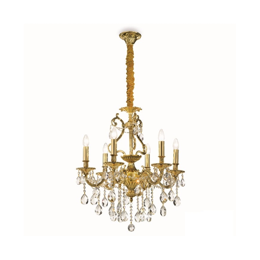 Ideal Lux - Kristall-Kronleuchter an Kette GIOCONDA 6xE14/40W/230V d 62 cm golden