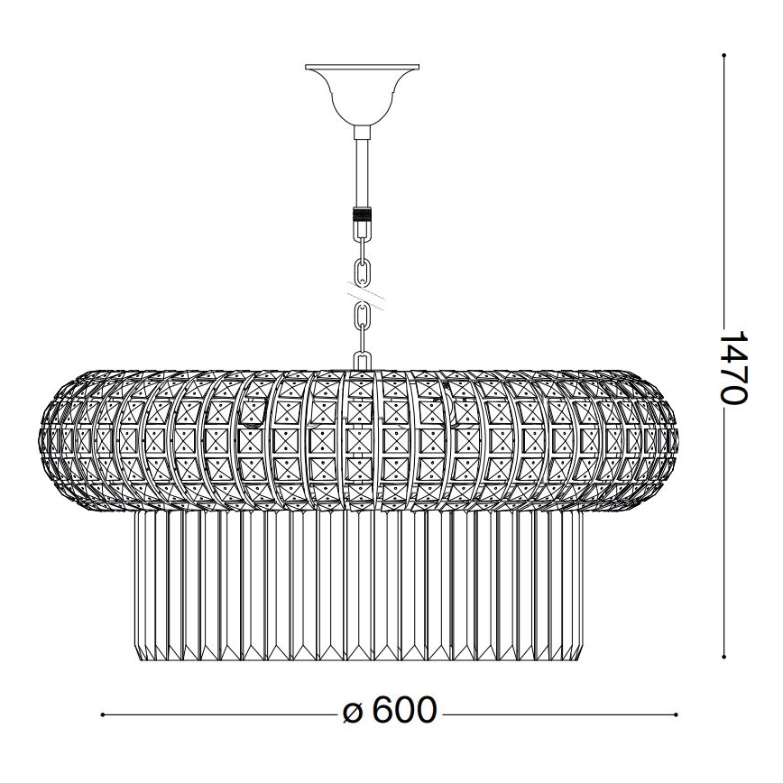 Ideal Lux - Kristall-Kronleuchter an Kette NABUCCO 12xE14/40W/230V d 60 cm golden