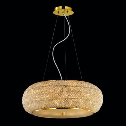 Ideal Lux - Kristall-Kronleuchter an Schnur PASHA 10xE14/40W/230V d 55 cm golden
