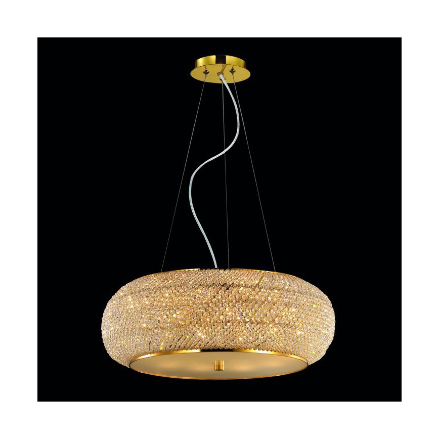 Ideal Lux - Kristall-Kronleuchter an Schnur PASHA 10xE14/40W/230V d 55 cm golden