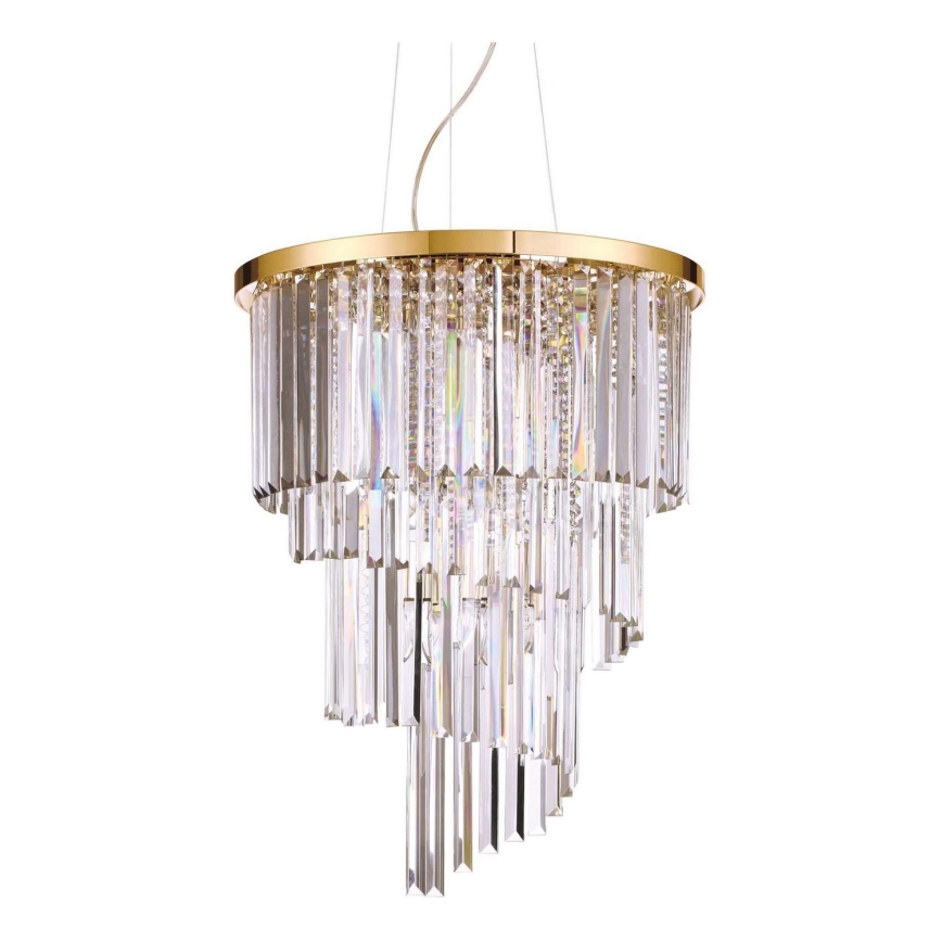 Ideal Lux - Kristall-Kronleuchter CARLTON 12xE14/40W/230V d 50 cm golden