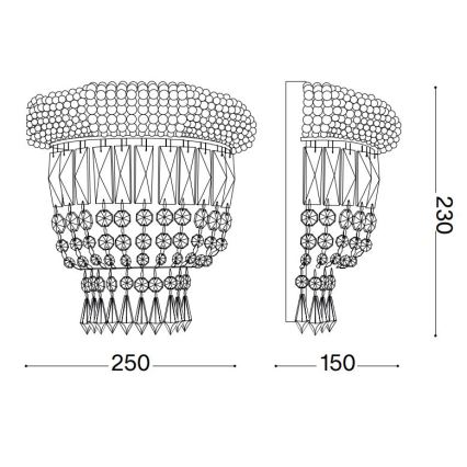 Ideal Lux - Kristall-Wandleuchte DUBAI 2xE14/28W/230V glänzendes Chrom
