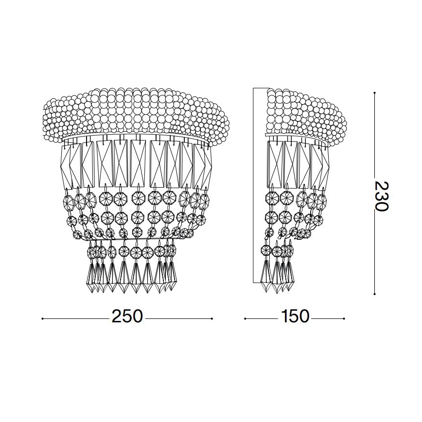 Ideal Lux - Kristall-Wandleuchte DUBAI 2xE14/28W/230V glänzendes Chrom