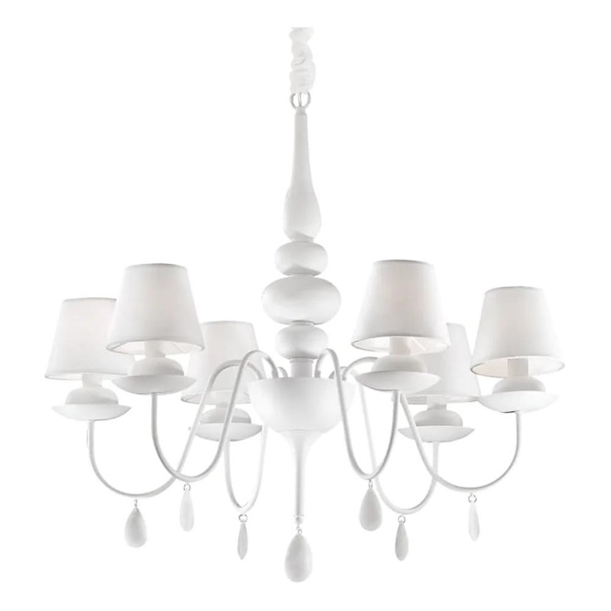 Ideal Lux - Kronleuchter an Kette BLANCHE 6xE14/40W/230V d 75 cm weiß
