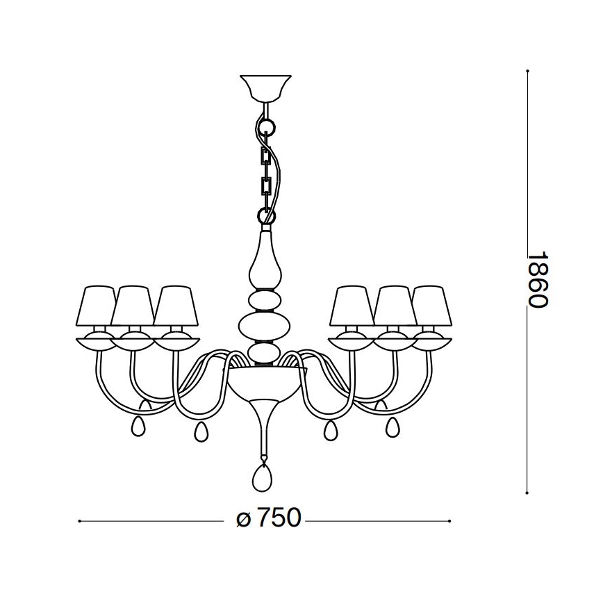 Ideal Lux - Kronleuchter an Kette BLANCHE 6xE14/40W/230V d 75 cm weiß