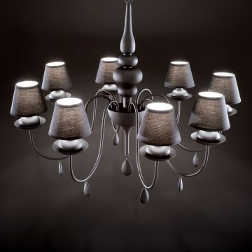 Ideal Lux - Kronleuchter an Kette BLANCHE 8xE14/40W/230V d 92 cm schwarz