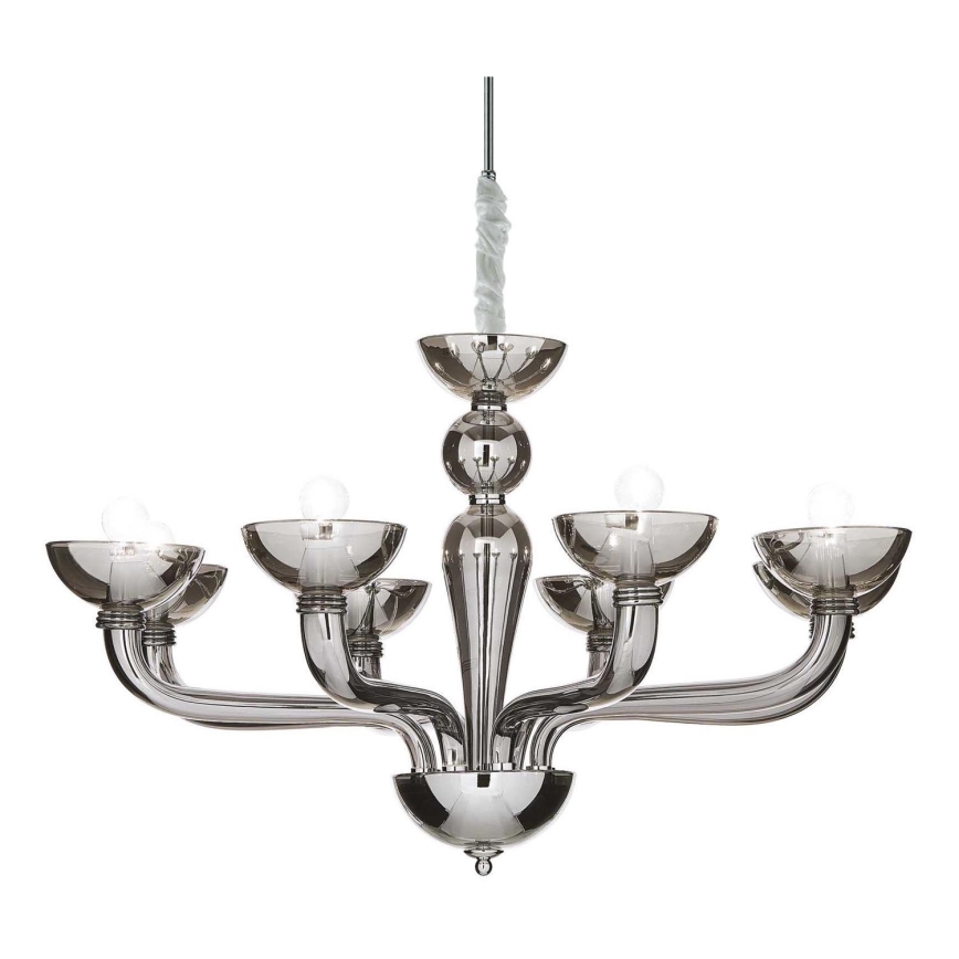 Ideal Lux - Kronleuchter an Kette CASANOVA 8xE14/40W/230V d 88 cm grau