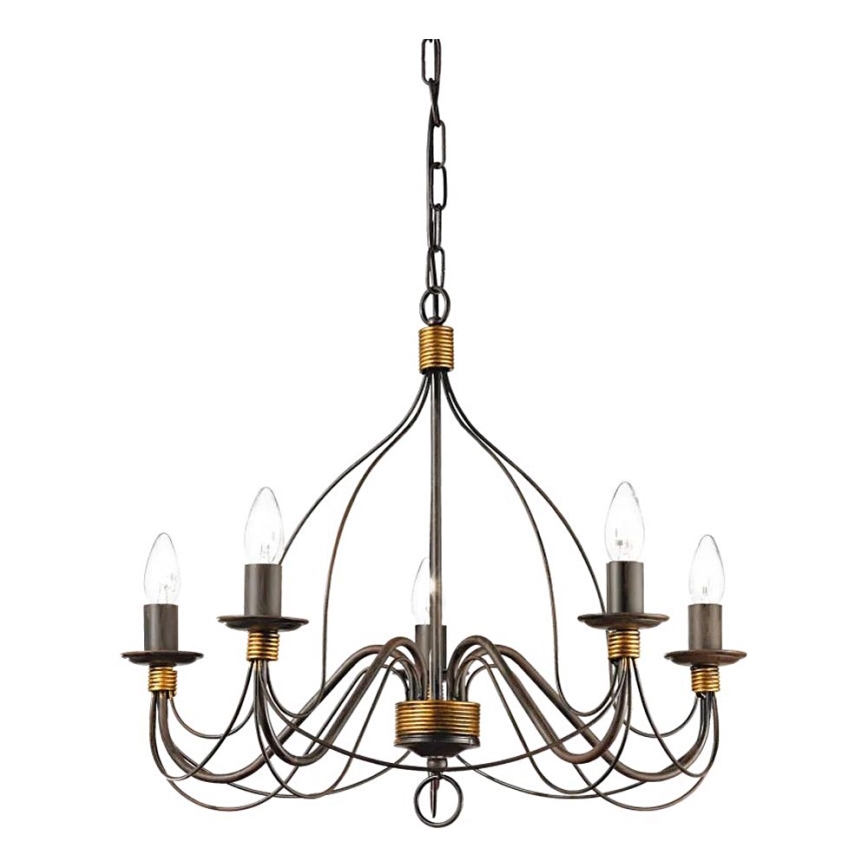 Ideal Lux - Kronleuchter an Kette CORTE 5xE14/40W/230V d 54 cm kupfern