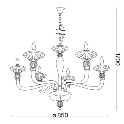 Ideal Lux - Kronleuchter an Kette DANIELI 6xE14/40W/230V d 85 cm Messing