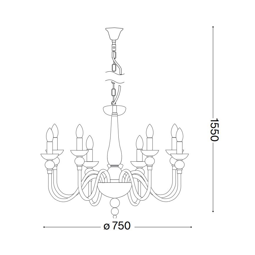 Ideal Lux - Kronleuchter an Kette DOGE 9xE14/40W/230V d 75 cm glänzendes Chrom