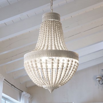 Ideal Lux - Kronleuchter an Kette MONET 5xE14/40W/230V d 40 cm Hanf/weiß