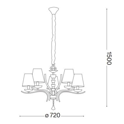 Ideal Lux - Kristall-Kronleuchter an Kette PEGASO 5xE14/28W/230V d 72 cm golden