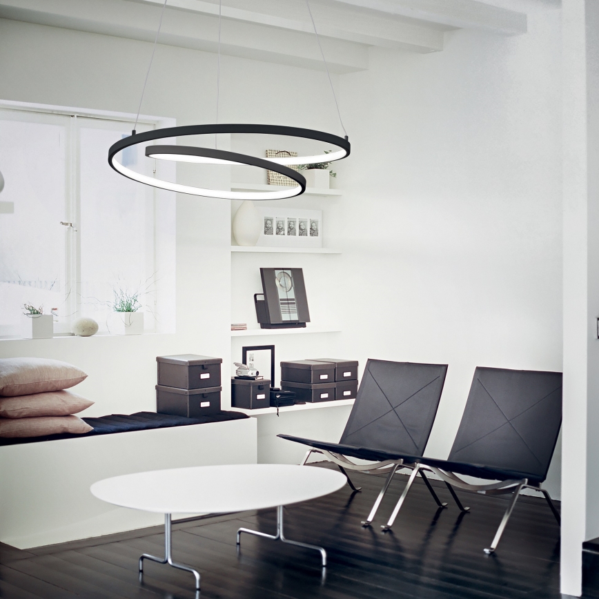 Ideal Lux - Lampadario a sospensione LED dimmerabile con cavo OZ LED/55W/230V Ø 80 cm CRI 90 nero