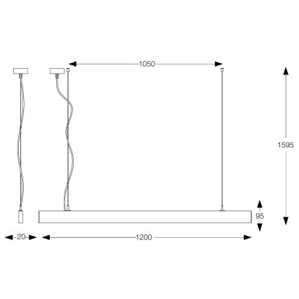 Ideal Lux - Lampada a sospensione su cavo LINUS LED/32W/230V 3000K CRI 90 120 cm bianco