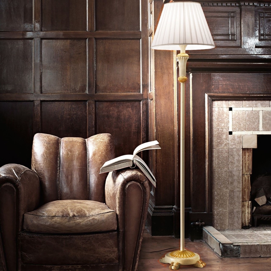 Ideal Lux - Lampada con piedistallo FIRENZE 1xE14/40W/230V bianco/oro