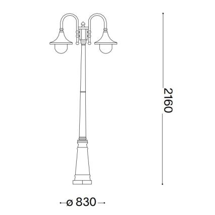 Ideal Lux - Lampada da esterno CIMA 2xE27/52W/230V 216 cm IP43 antracite