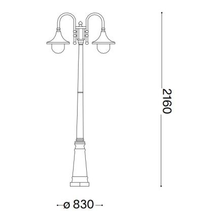 Ideal Lux - Lampada da esterno CIMA 2xE27/52W/230V 216 cm IP43 patina