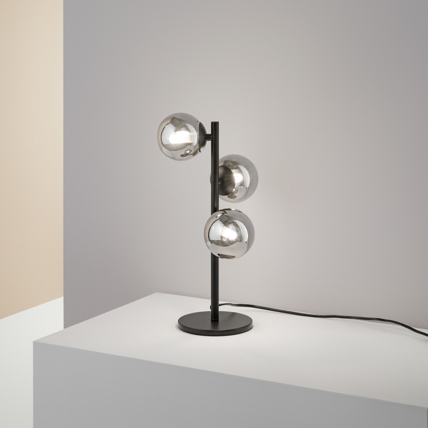 Ideal Lux - Lampada da tavolo LED PERLAGE 3xG9/3W/230V nero/nero fumé