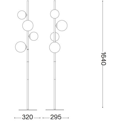 Ideal Lux - Lampada LED da terra PERLAGE 4xG9/3W/230V nero/fumé