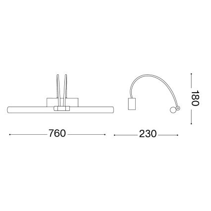 Ideal Lux - Lampada per quadri LED BOW LED/8W/230V 76 cm CRI 90 ottone