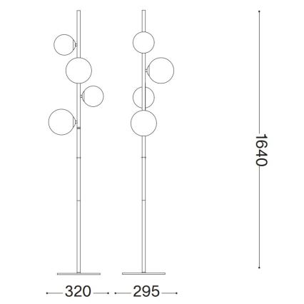 Ideal Lux - Lampadaire LED PERLAGE 4xG9/3W/230V doré/fumé