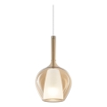 Ideal Lux - Lampadario a cavo KALIQUE 1xE27/42W/230V Ø 18 cm beige fumé