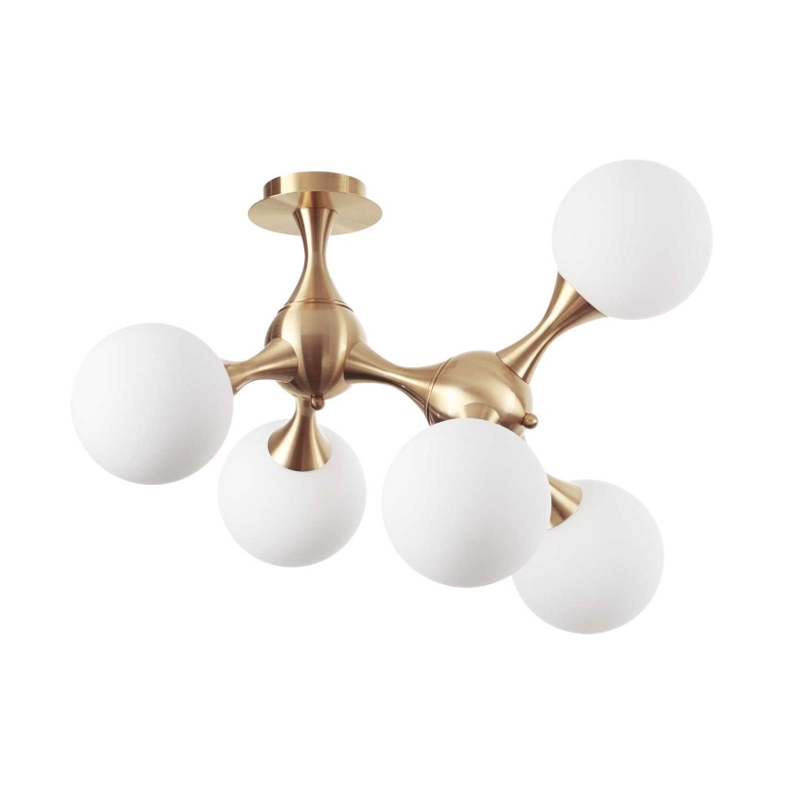 Ideal Lux - Lampadario a soffitto a montaggio superficiale NODI 5xE14/28W/230V 50x55 cm ottone/bianco