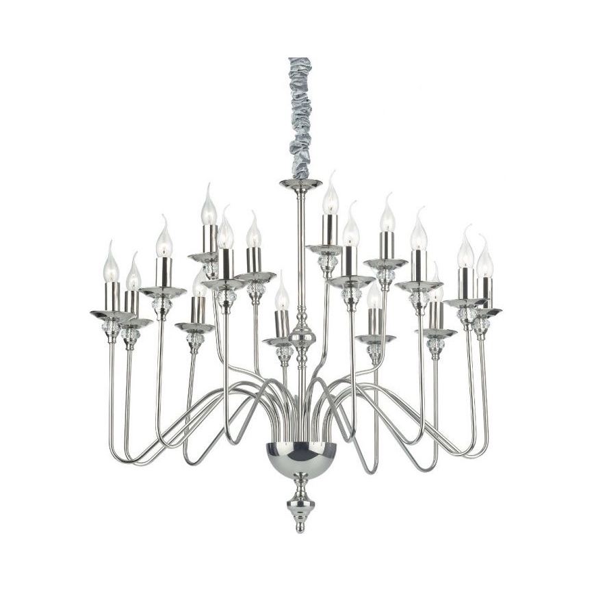 Ideal Lux - Lampadario a sospensione con catena ARTU 16xE14/40W/230V diametro 90 cm cromo lucido