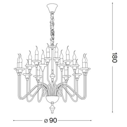 Ideal Lux - Lampadario a sospensione con catena ARTU 16xE14/40W/230V diametro 90 cm cromo lucido