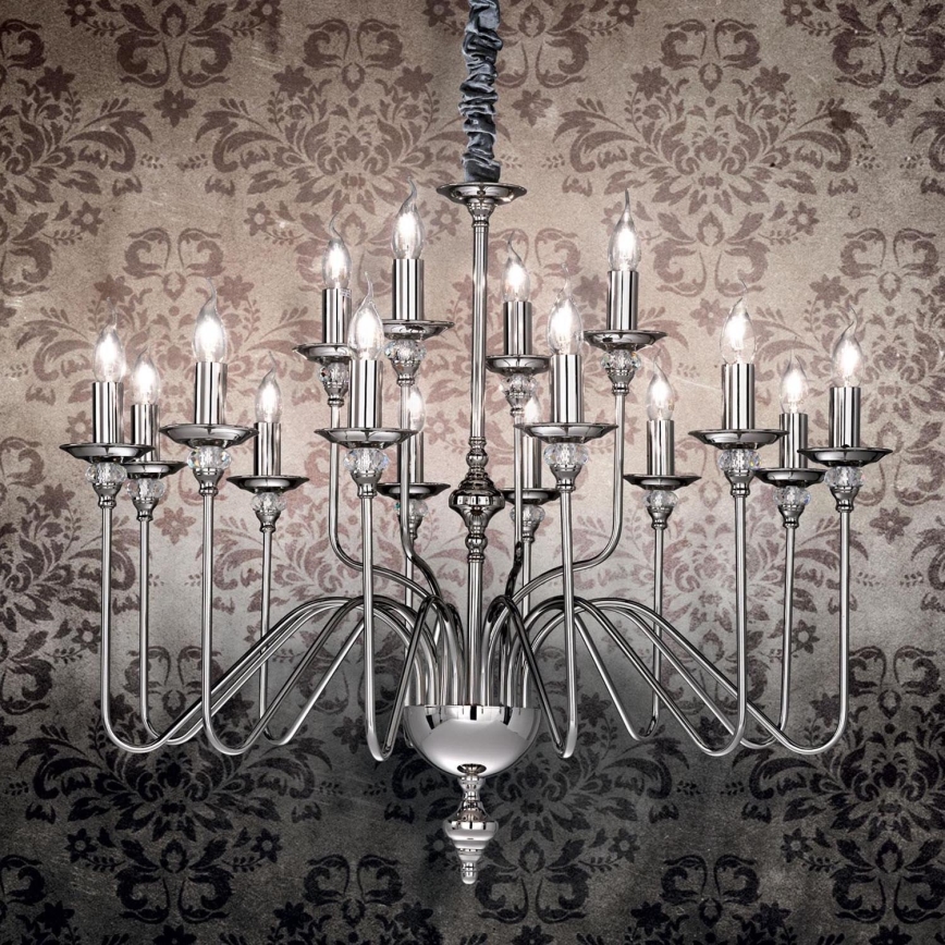Ideal Lux - Lampadario a sospensione con catena ARTU 16xE14/40W/230V diametro 90 cm cromo lucido
