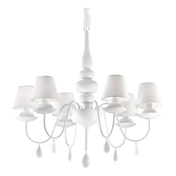 Ideal Lux - Lampadario a sospensione con catena BLANCHE 6xE14/40W/230V diametro 75 cm bianco
