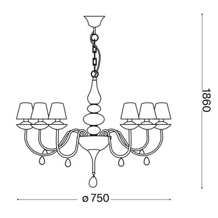 Ideal Lux - Lampadario a sospensione con catena BLANCHE 6xE14/40W/230V diametro 75 cm bianco
