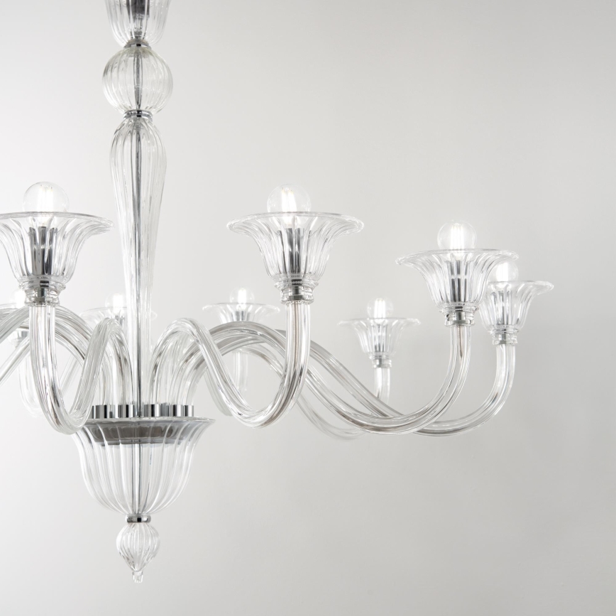Ideal Lux - Lampadario a sospensione con catena BRIGITTA 12xE14/40W/230V diametro 120 cm limpido