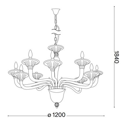 Ideal Lux - Lampadario a sospensione con catena BRIGITTA 12xE14/40W/230V diametro 120 cm limpido
