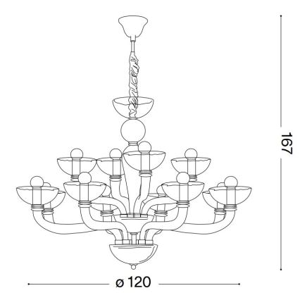 Ideal Lux - Lampadario a sospensione con catena CASANOVA 16xE14/40W/230V diametro 120 cm bianco