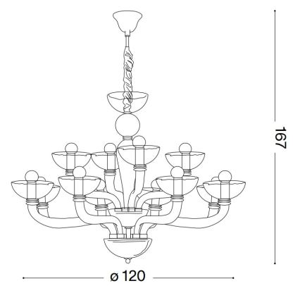 Ideal Lux - Lampadario a sospensione con catena CASANOVA 16xE14/40W/230V diametro 120 cm grigio