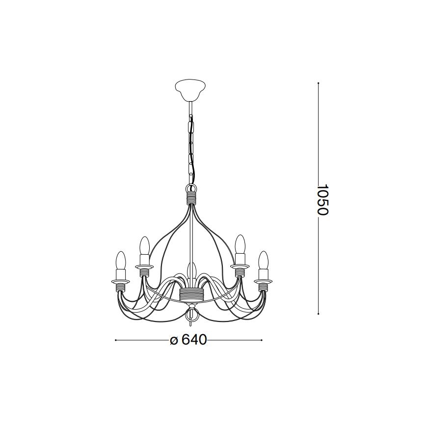 Ideal Lux - Lampadario a sospensione con catena CORTE 5xE14/40W/230V diametro 54 cm rame