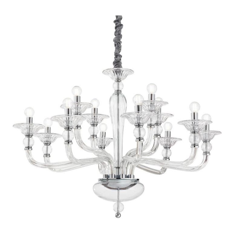 Ideal Lux - Lampadario a sospensione con catena DANIELI 12xE14/40W/230V diametro 94 cm limpido