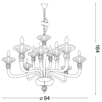 Ideal Lux - Lampadario a sospensione con catena DANIELI 12xE14/40W/230V diametro 94 cm ottone