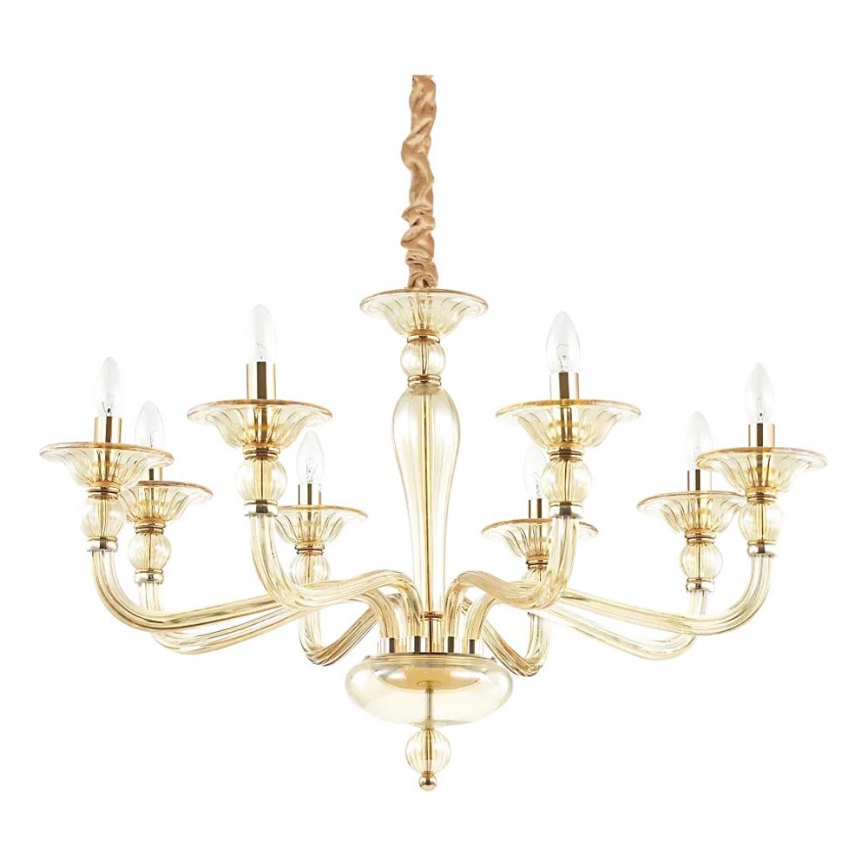 Ideal Lux - Lampadario a sospensione con catena DANIELI 8xE14/40W/230V diametro 85 cm ottone