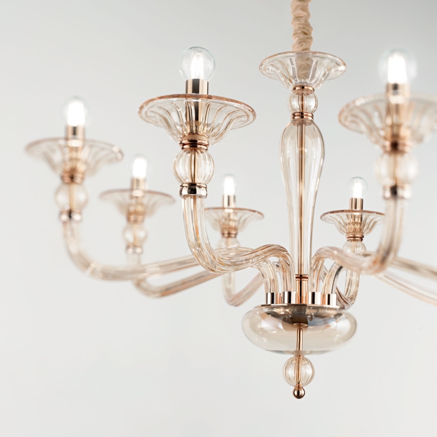 Ideal Lux - Lampadario a sospensione con catena DANIELI 8xE14/40W/230V diametro 85 cm ottone