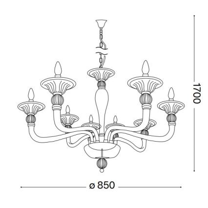 Ideal Lux - Lampadario a sospensione con catena DANIELI 8xE14/40W/230V diametro 85 cm ottone