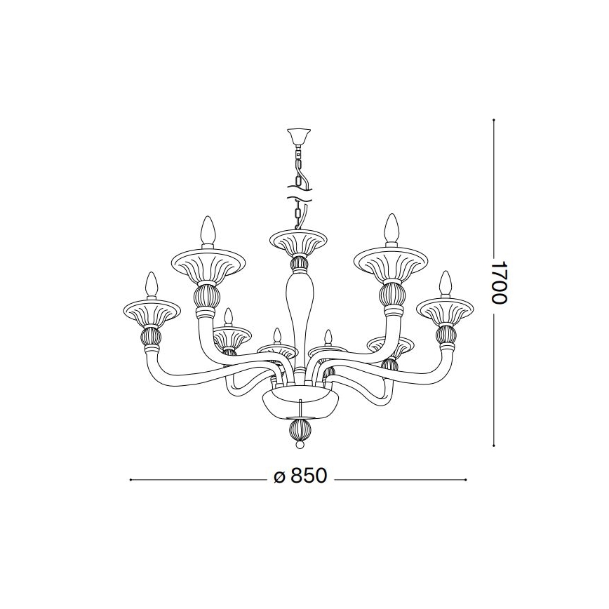 Ideal Lux - Lampadario a sospensione con catena DANIELI 8xE14/40W/230V diametro 85 cm ottone