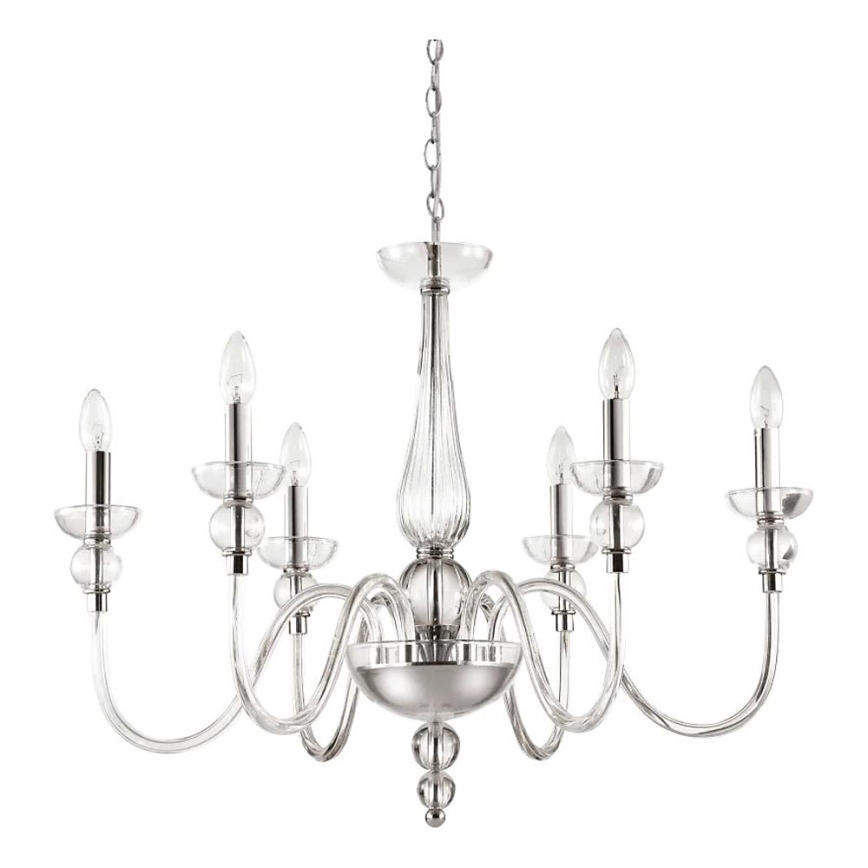 Ideal Lux - Lampadario a sospensione con catena DOGE 6xE14/40W/230V diametro 75 cm cromo lucido