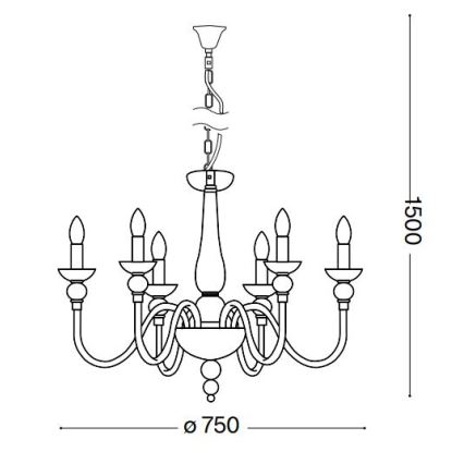 Ideal Lux - Lampadario a sospensione con catena DOGE 6xE14/40W/230V diametro 75 cm cromo lucido