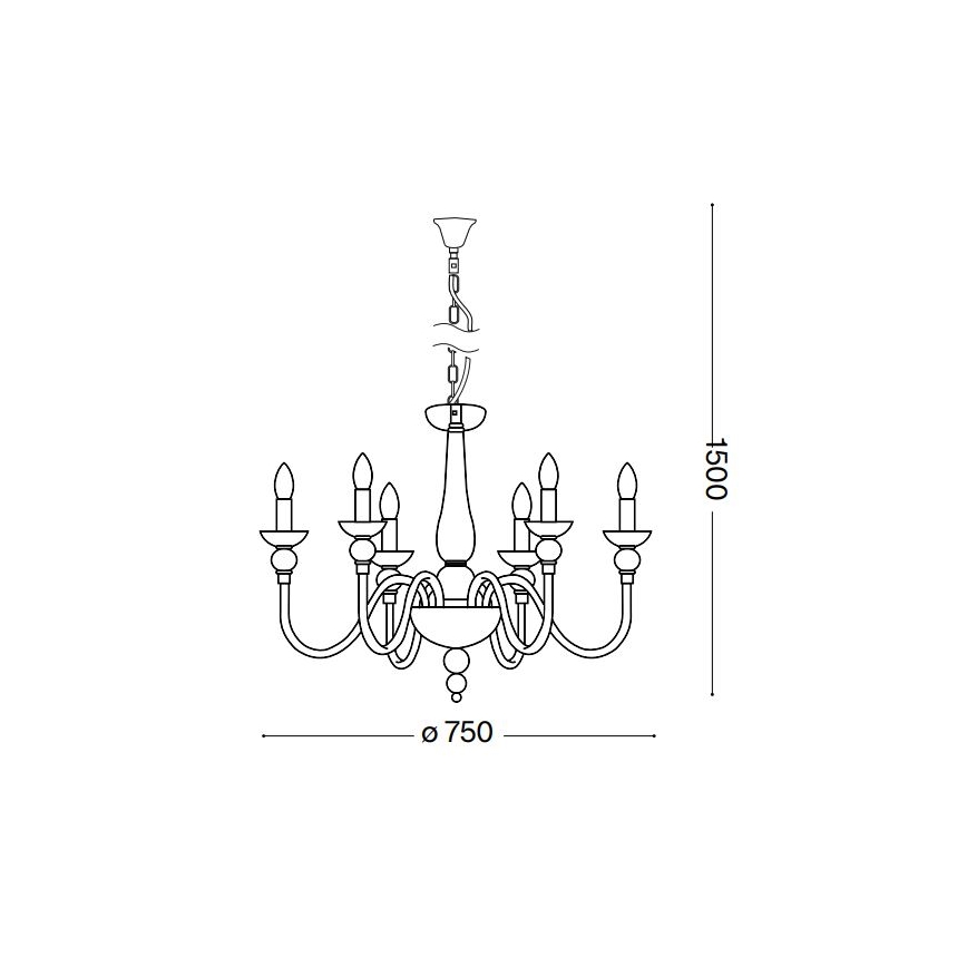 Ideal Lux - Lampadario a sospensione con catena DOGE 6xE14/40W/230V diametro 75 cm cromo lucido