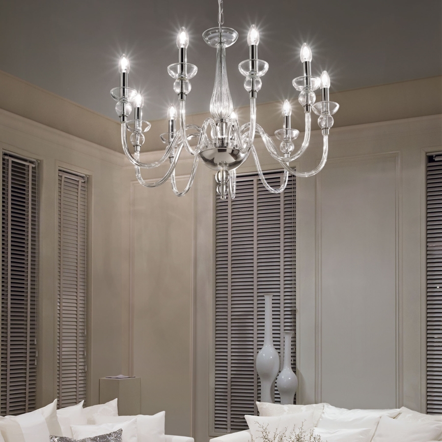 Ideal Lux - Lampadario a sospensione con catena DOGE 9xE14/40W/230V diametro 75 cm cromo lucido