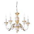 Ideal Lux - Lampadario a sospensione con catena FIRENZE 5xE14/40W/230V diametro 55 cm bianco/oro